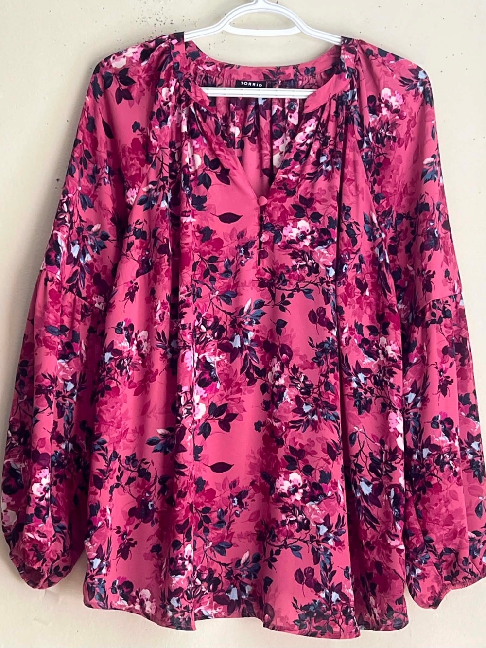 torrid Hot Pink Floral Peasant Top